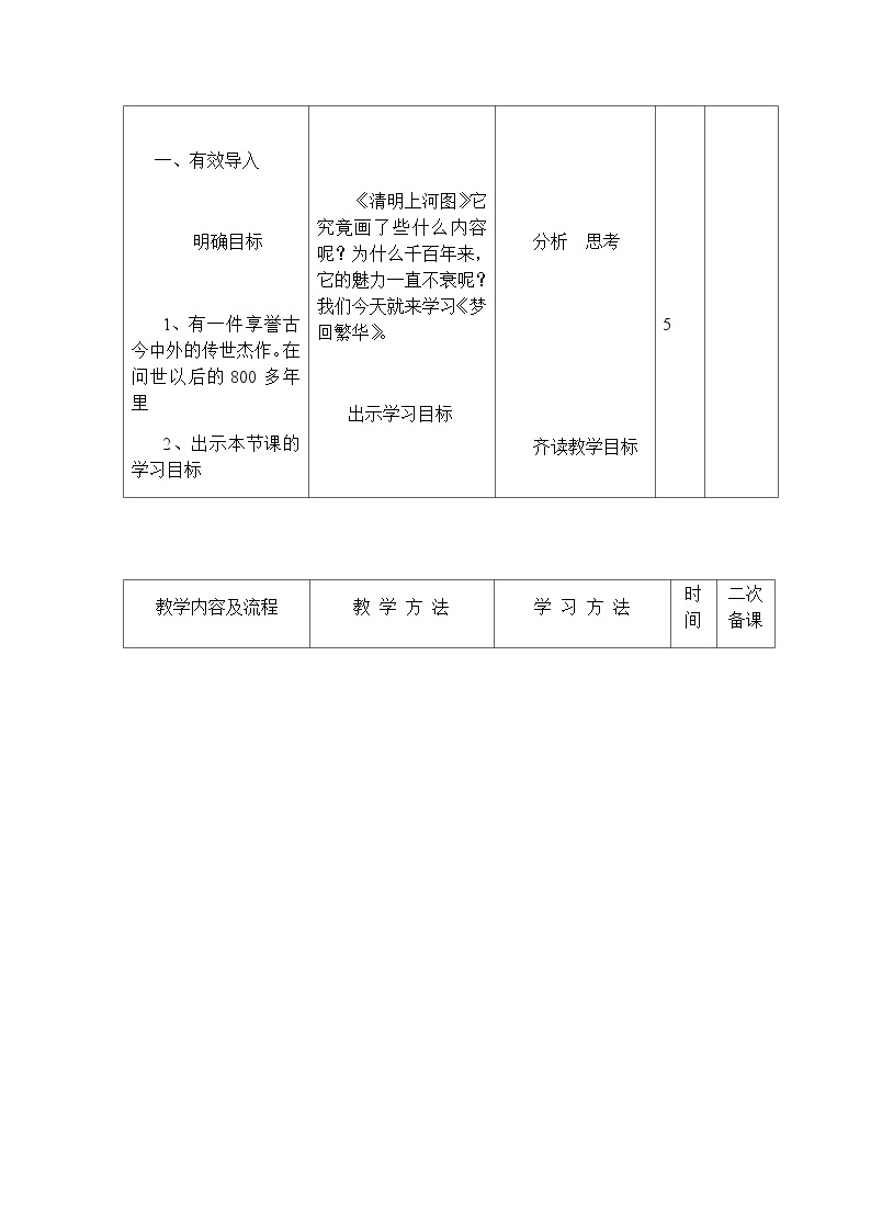 人教部编版（五四学制）语文 八年级上册  第五单元梦回繁华教案02