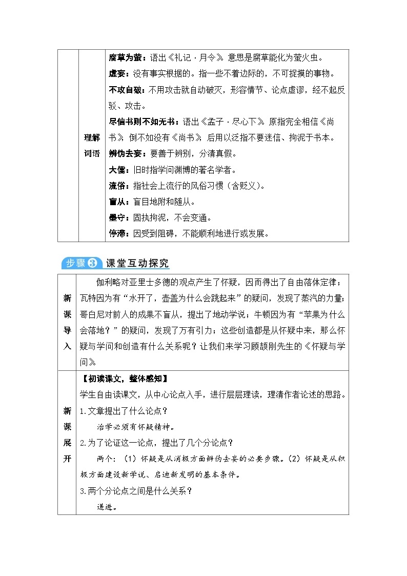 初中语文部编版九年级上册-怀疑与学问 课件+教案02
