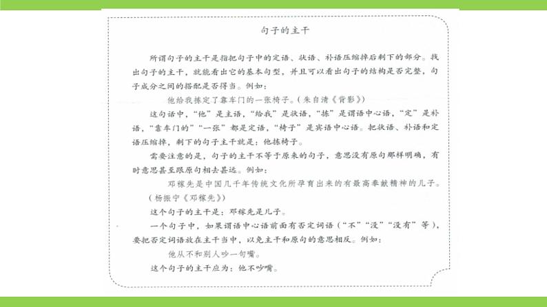 部编教材语法修辞“补白”八上微课《句子的主干》(PPT+任务单)04