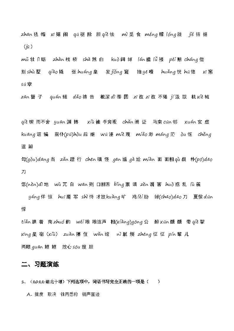 中考语文一轮复习题型专练:字音字形(含解析)02