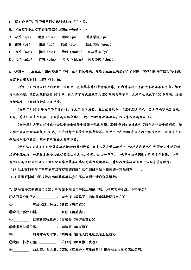 2022-2023学年北京市东城区十校联考最后语文试题含解析02