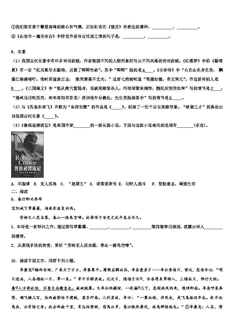 2022-2023学年北京市东城区十校联考最后语文试题含解析03