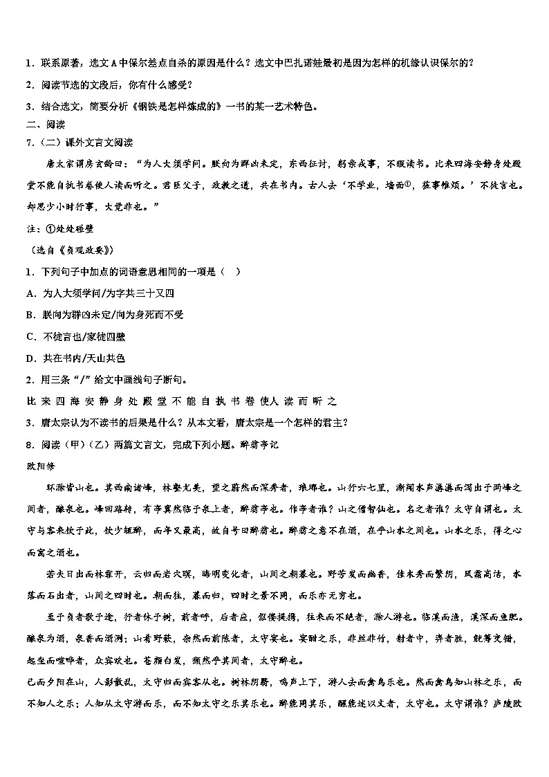 2022-2023學(xué)年安徽省滁州市南譙區(qū)市級名校中考語文最后沖刺濃縮精華卷含解析第3頁