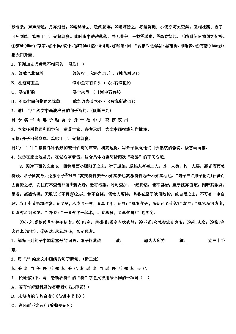 2022-2023学年合肥市45中重点达标名校中考冲刺卷语文试题含解析03