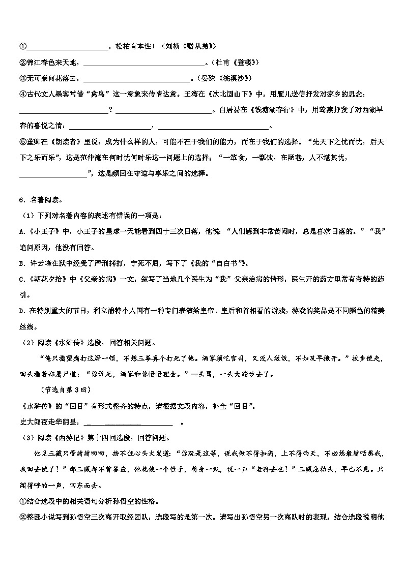 2022-2023学年茂名市重点中学十校联考最后语文试题含解析02