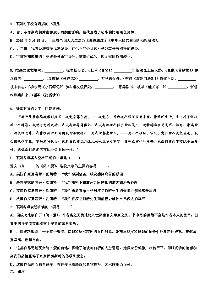 2022-2023学年四川省成都市龙泉九中中考二模语文试题含解析02