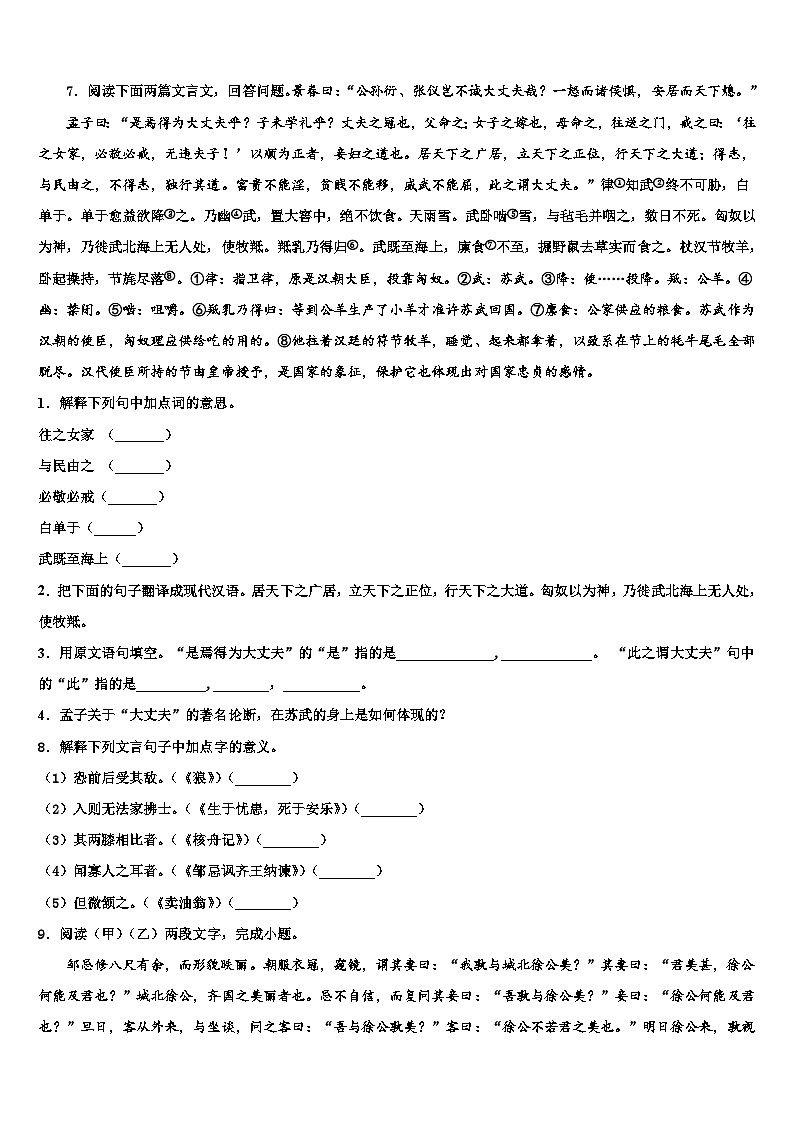 2022-2023学年四川省成都市龙泉九中中考二模语文试题含解析03