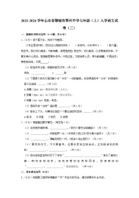 山东省聊城市莘州中学2023-2024学年七年级上学期开学语文试题(三)