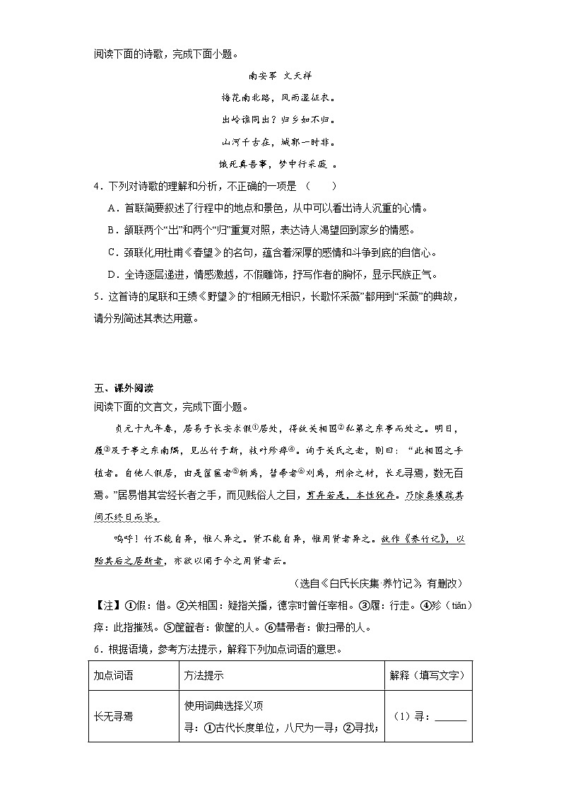 2023年福建省三明市宁化县中考模拟语文试题(含解析)03