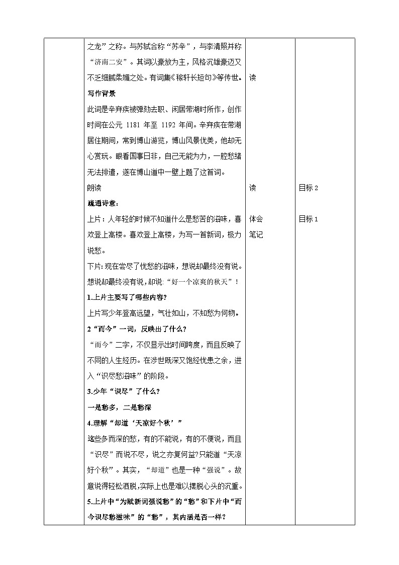 《丑奴儿·书博山道中壁》教学设计第2页