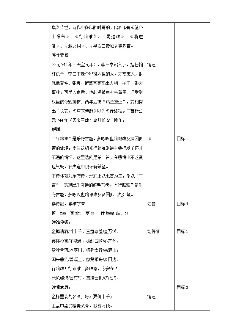 《行路难》教学设计第2页