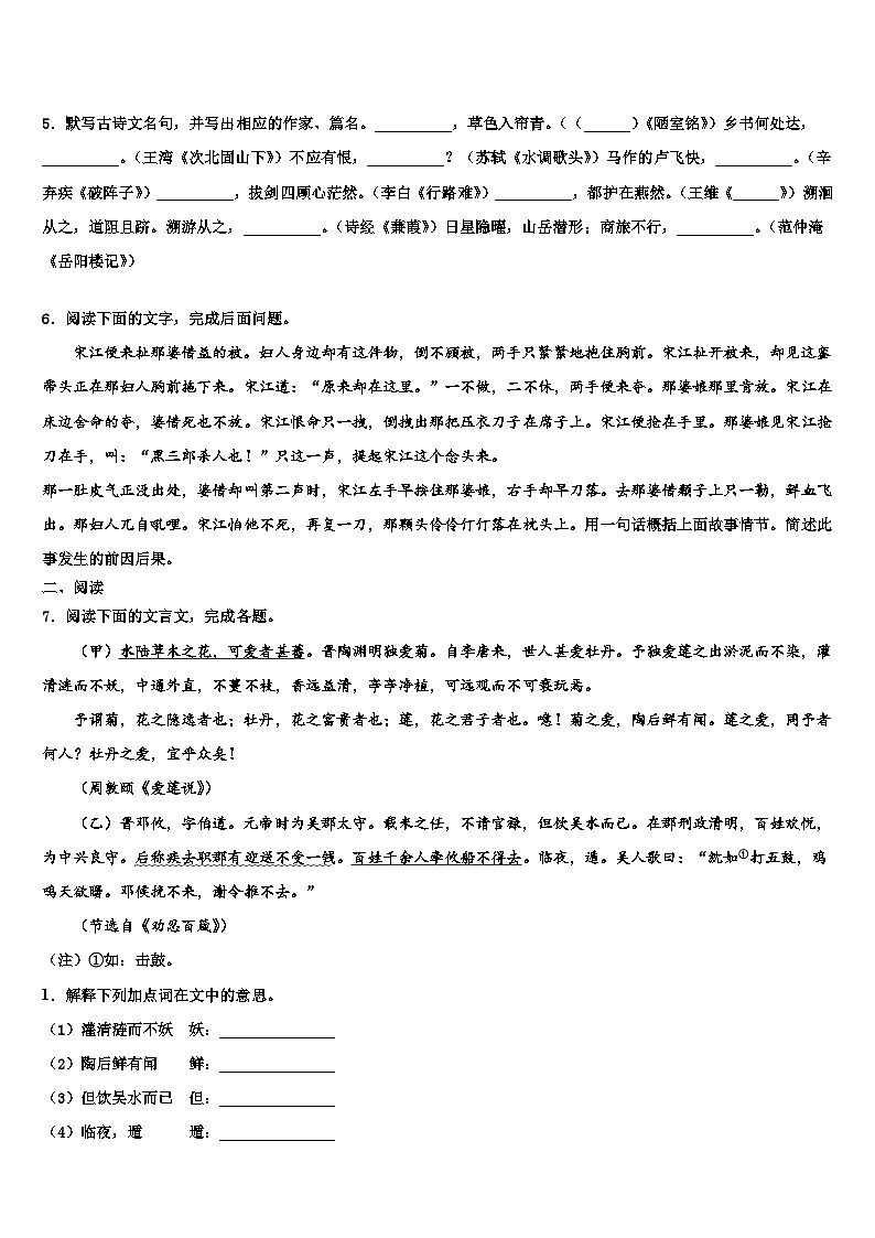 2023届福建省龙岩市新罗区中考冲刺卷语文试题含解析02