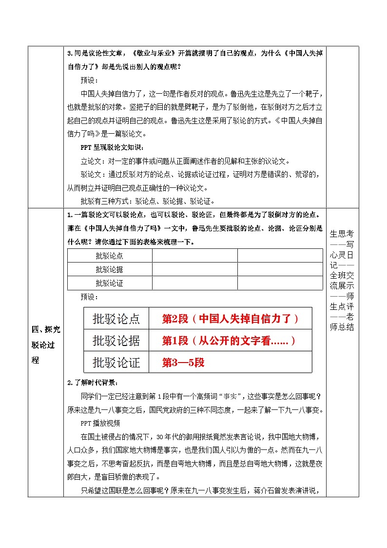 第18课《中国人失掉自信力了吗》(教案)-2022-2023学年九年级语文上册随堂教案 精品课件第2页