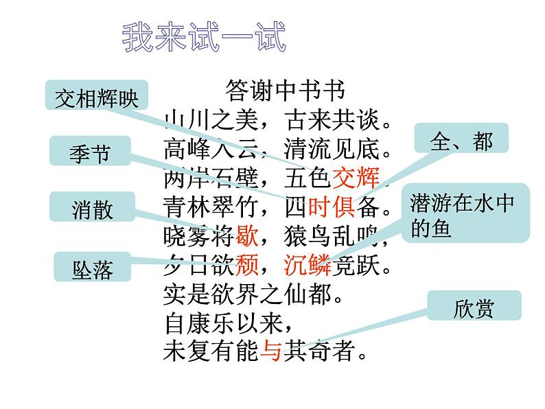 部编版八年级语文上册--11 短文二篇(答谢中书书+记承天寺夜游)(精品课件)06