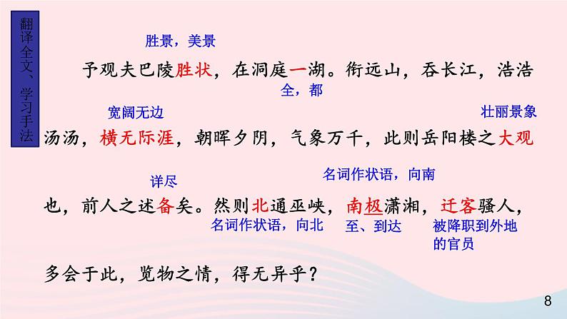 2023九年级语文上册第三单元11岳阳楼记第二课时课件新人教版第8页