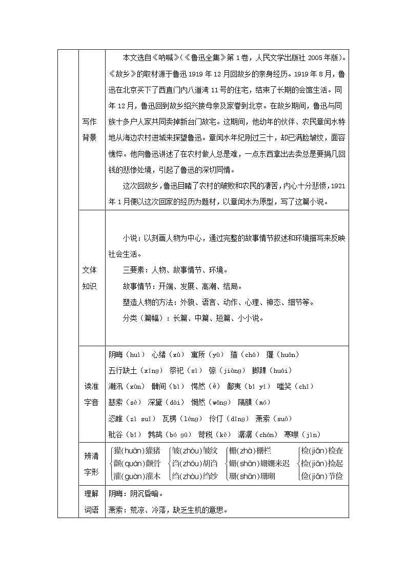 2023九年级语文上册第四单元15故乡教案(部编版)02