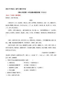《湖心亭看雪》考题训练 （原卷版）中考真题+模拟原题 2024中考语文课内文言文专项