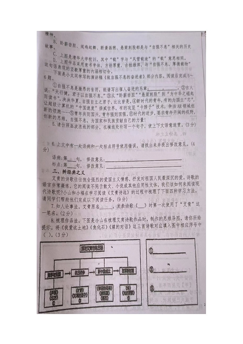 山东省临沂市费县第二中学2023-2024学年九年级上学期第一次月考语文试题02