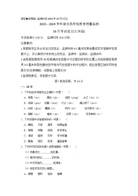 四川省绵阳市涪城区2023-2024学年九年级上学期10月月考语文试题