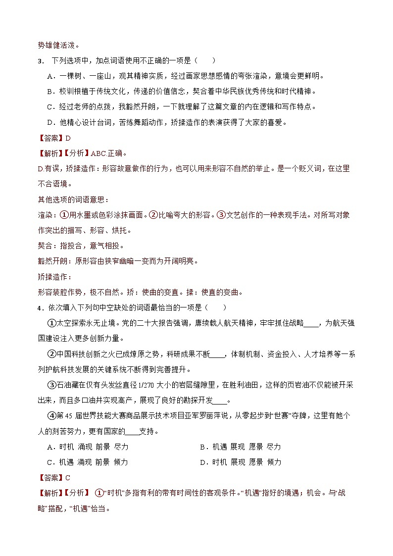 专题02:成语及惯用语-2024年中考语文一轮复习综合强化训练(全国通用)解析版第2页