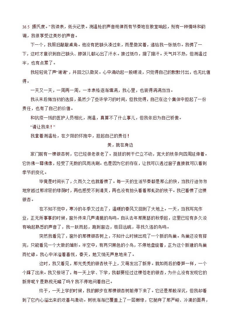 專題17：寫作-2024年中考語文一輪復(fù)習(xí)綜合強(qiáng)化訓(xùn)練（全國通用）解析版第2頁