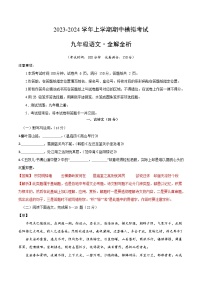 期中模拟卷(上海)2023-2024学年九年级语文上学期期中模拟考试试题及答案(含答题卡)
