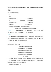 2020-2021学年上海市杨浦区九年级上学期语文期中试题及答案