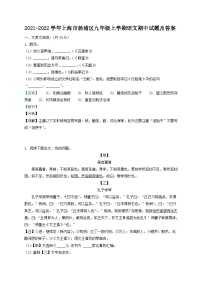 2021-2022学年上海市杨浦区九年级上学期语文期中试题及答案