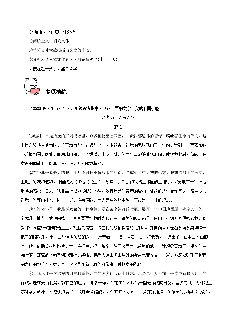 专题6  人称 2024年中考语文记叙文阅读专讲专练(解析版)第3页