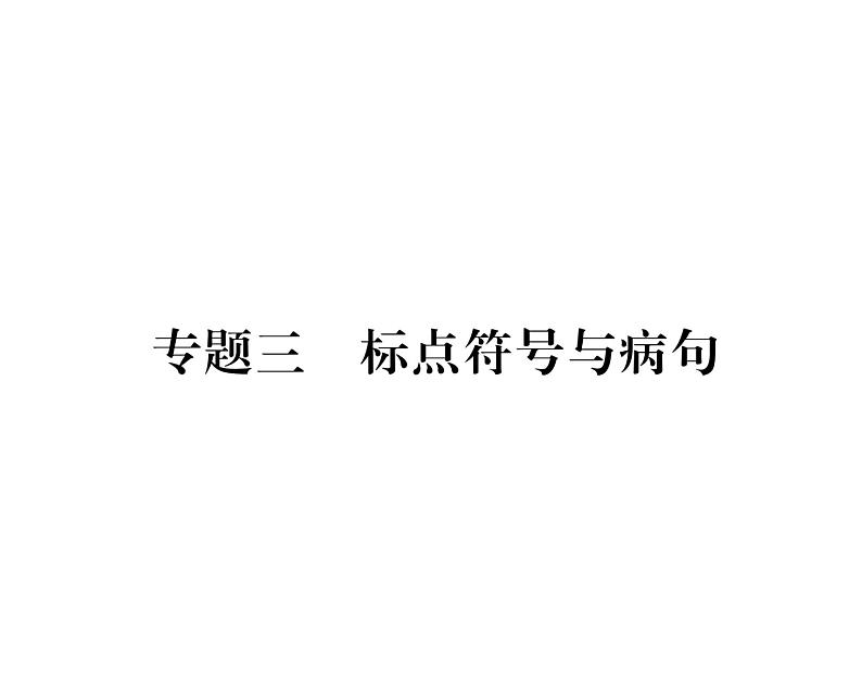 人教版九年级语文上期末专题复习专题3标点符号与病句 课时训练ppt01