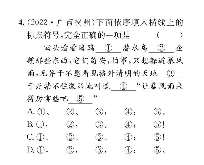 人教版八年级语文上期末专题复习专题3标点符号与病句课时训练ppt06