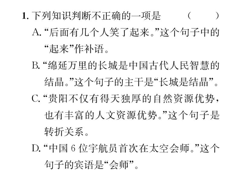 人教版八年级语文上期末专题复习专题5汉语知识课时训练ppt02