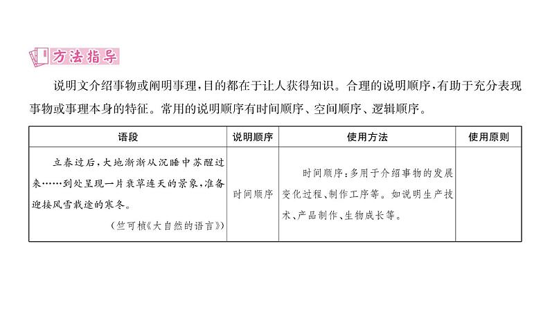 人教版八年级语文下第2单元自然奥妙第2单元同步作文指导 说明的顺序课时训练ppt第2页
