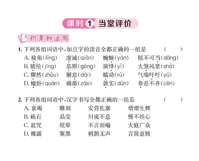 人教版八年级语文下第5单元旅游见闻18在长江源头各拉丹冬课时训练ppt第5页