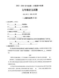 江苏省徐州市沛县2023-2024学年七年级上学期期中语文试题