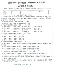 山东省菏泽市单县2023-2024学年九年级上学期11月期中语文试题