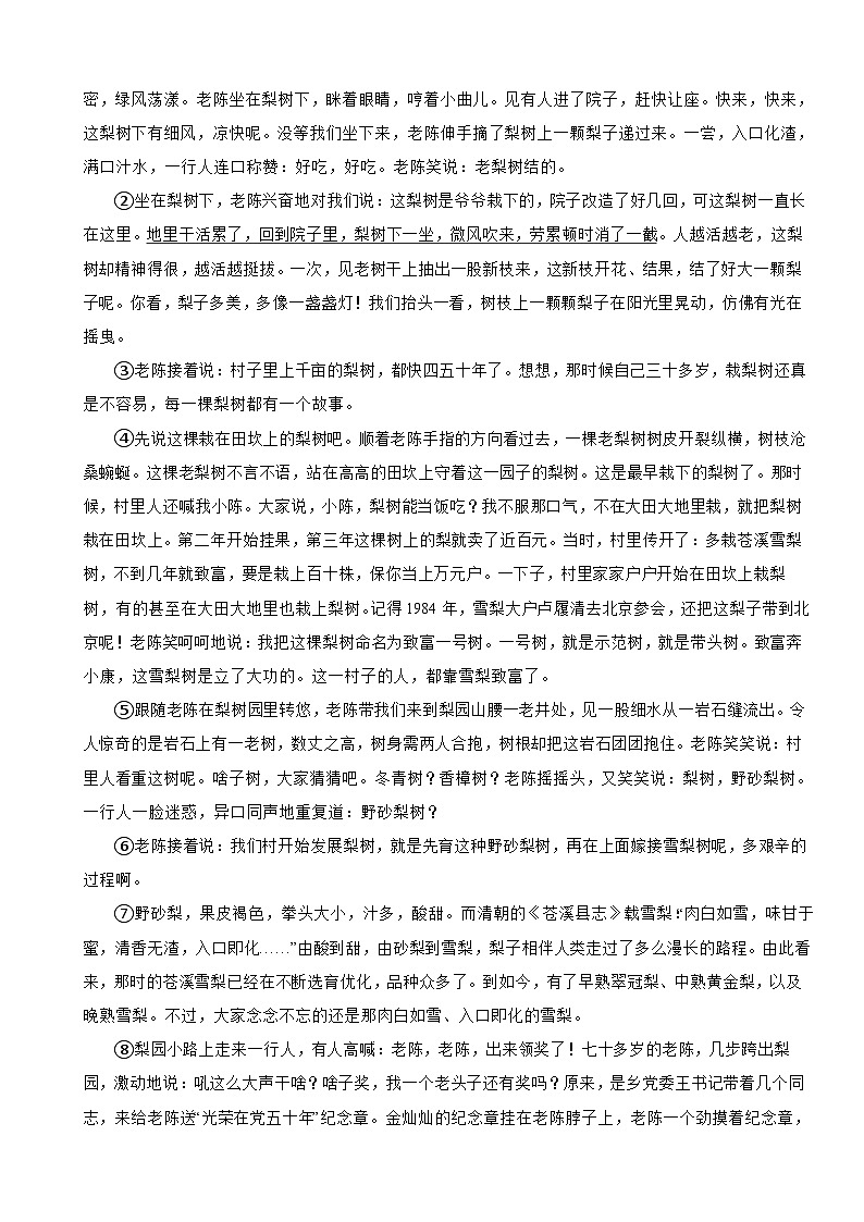 河南省舞钢市2023年八年级上学期语文期末试卷(附答案)第3页