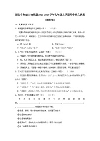 湖北省荆楚名校联盟2023-2024学年七年级上学期期中语文试卷