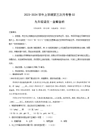 九年级语文第三次月考卷02（浙江专用，九上全册+九下第1~3单元）-2023-2024学年初中上学期第三次月考