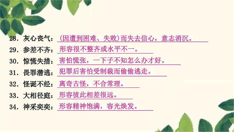 部编版语文七年级上册 2-期末复习专题二 词语(成语)的理解与运用 课件07