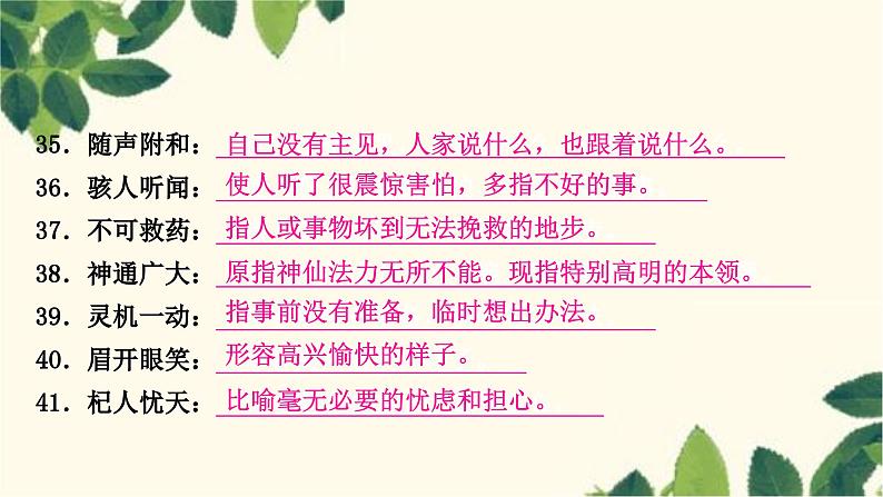 部编版语文七年级上册 2-期末复习专题二 词语(成语)的理解与运用 课件08