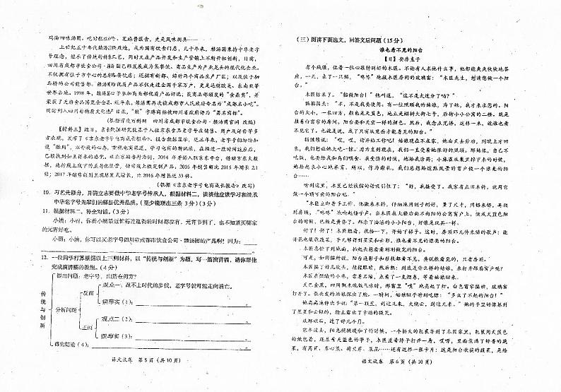 四川省德阳市中江县2020-2021学年九年级下学期期中考试语文试卷第3页