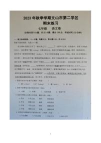 云南省文山州文山市第二学区2023-2024学年七年级上学期期末考试语文试题