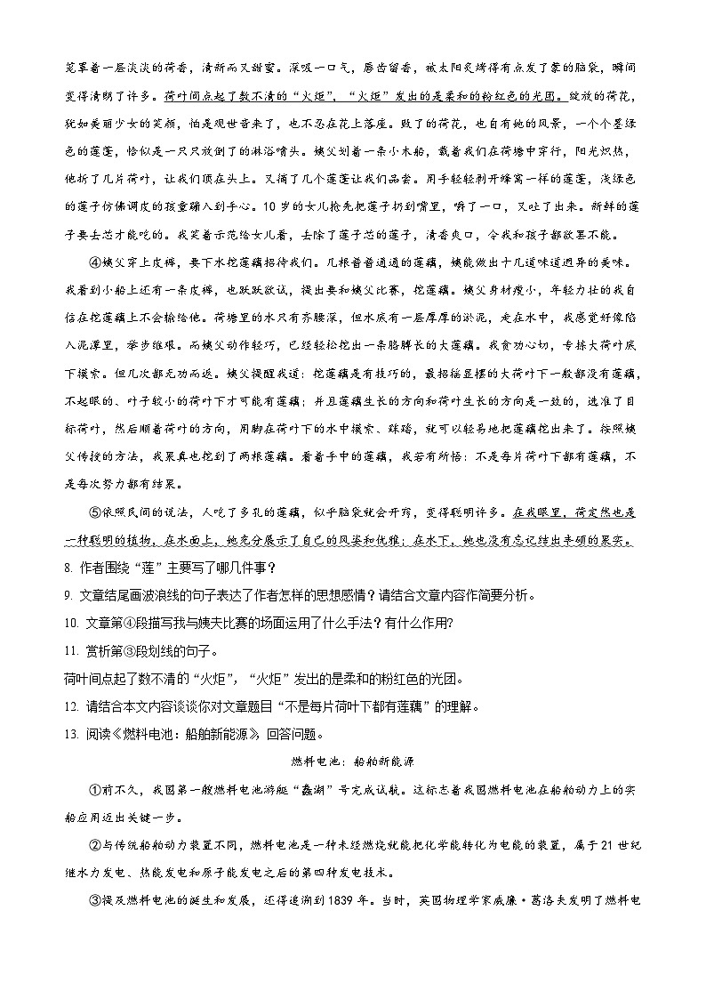 吉林省长春市榆树市八号镇2022-2023学年七年级下学期月考语文试题第3页