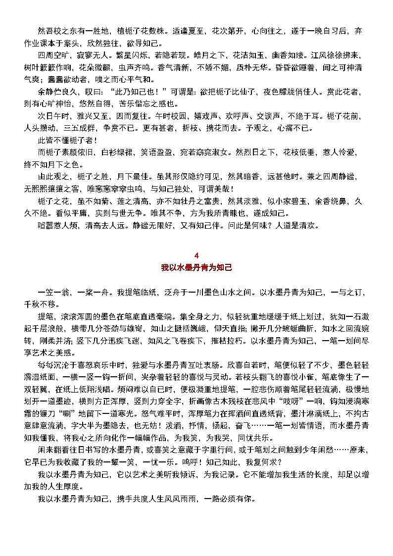 部编版中考九年级下册语文素材作文指导教案+中考“我以 为知己”优秀作文16篇03
