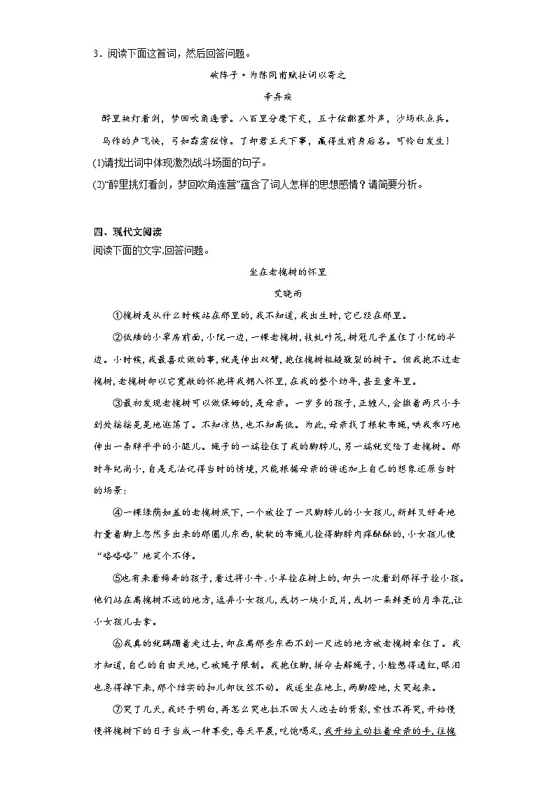 部编版语文九年级下册综合练习题(八)第2页
