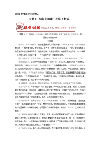 專題11 記敘文閱讀——小說（原卷版）2024年中考語文二輪復習講練測（全國通用）
