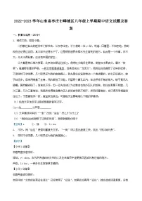 2022-2023学年山东省枣庄市峄城区八年级上学期期中语文试题及答案