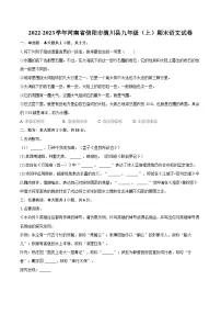 2022-2023学年河南省信阳市潢川县九年级(上)期末语文试卷(含详细答案解析)
