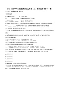 2022-2023学年上海市静安区九年级（上）期末语文试卷（一模）（含详细答案解析）
